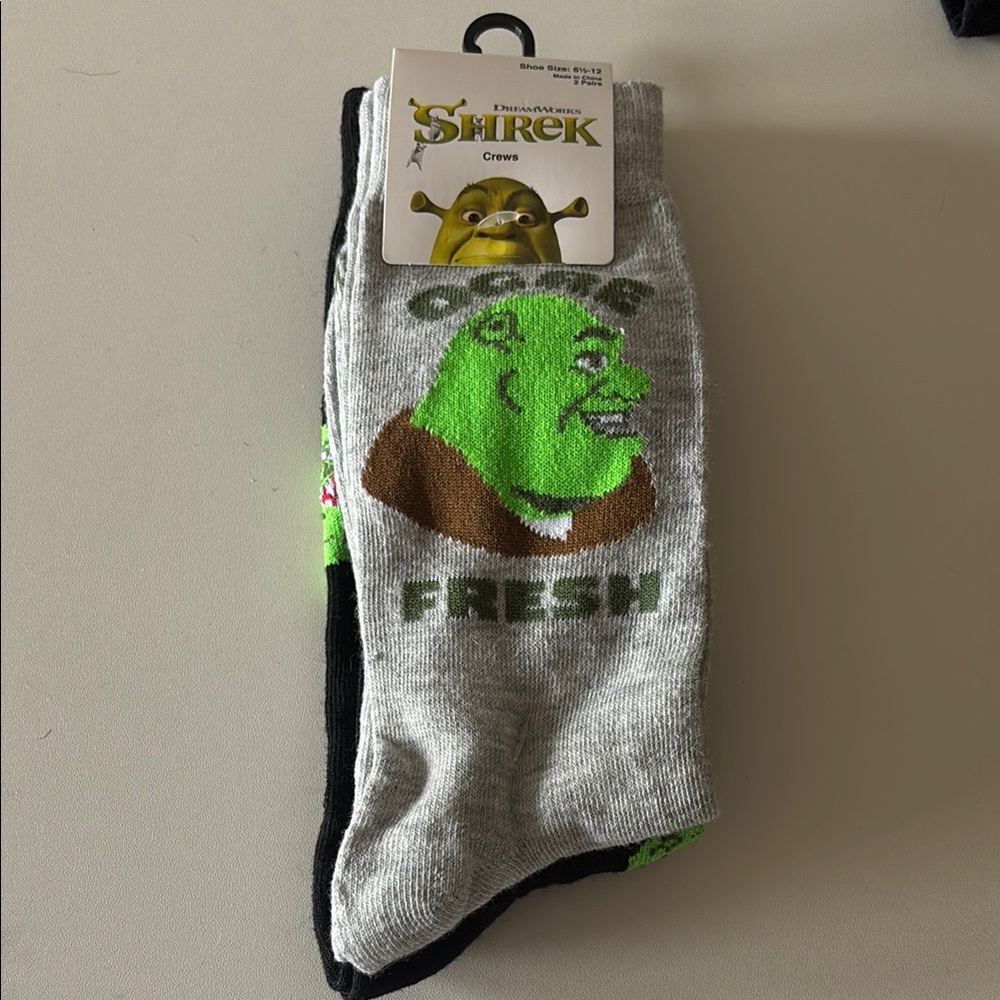 Shrek Dreamworks Gray and Green Casual Socks with Playful Design